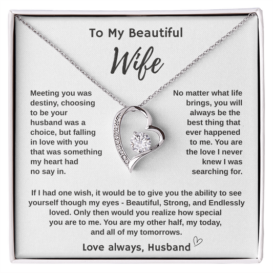 To My Wife "Meeting You Was Destiny" Forever Love Necklace.