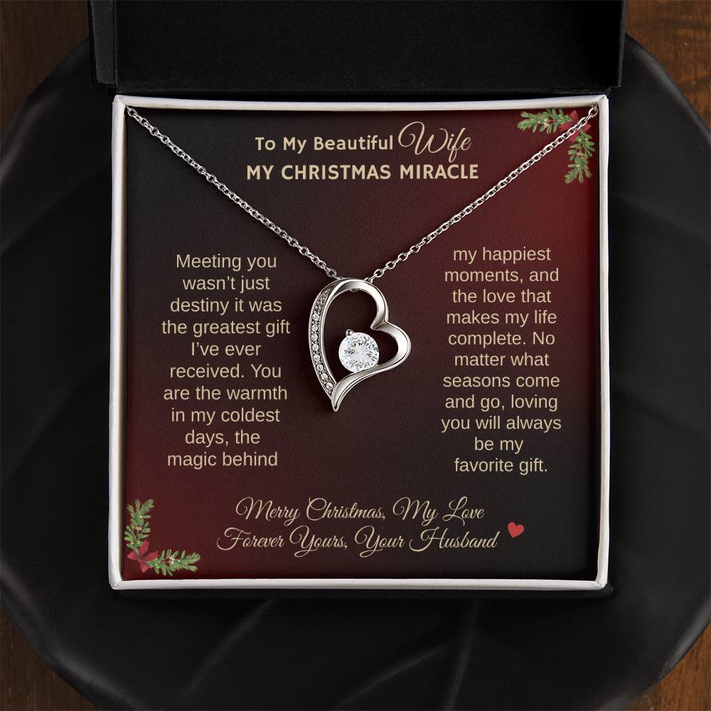 To My Beautiful Wife "My Christmas Miracle" Forever Love Necklace