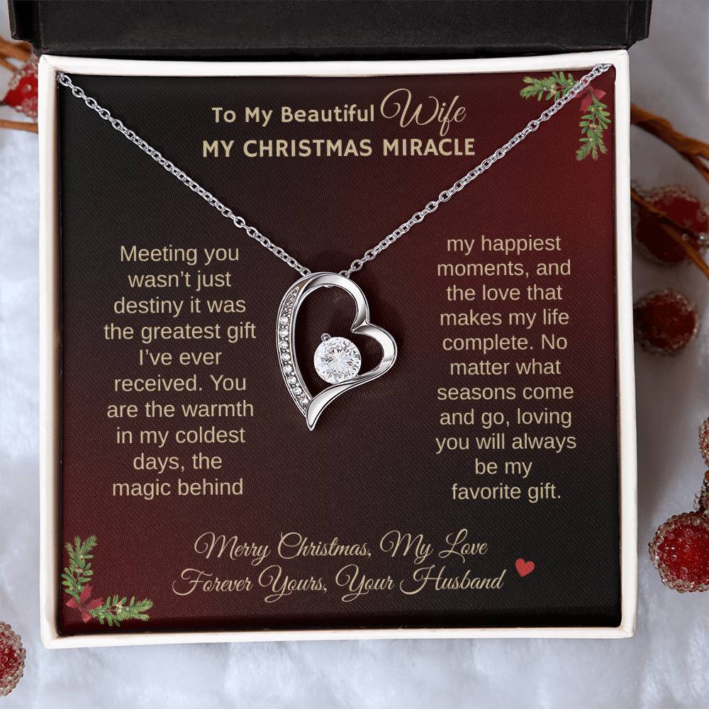 To My Beautiful Wife "My Christmas Miracle" Forever Love Necklace
