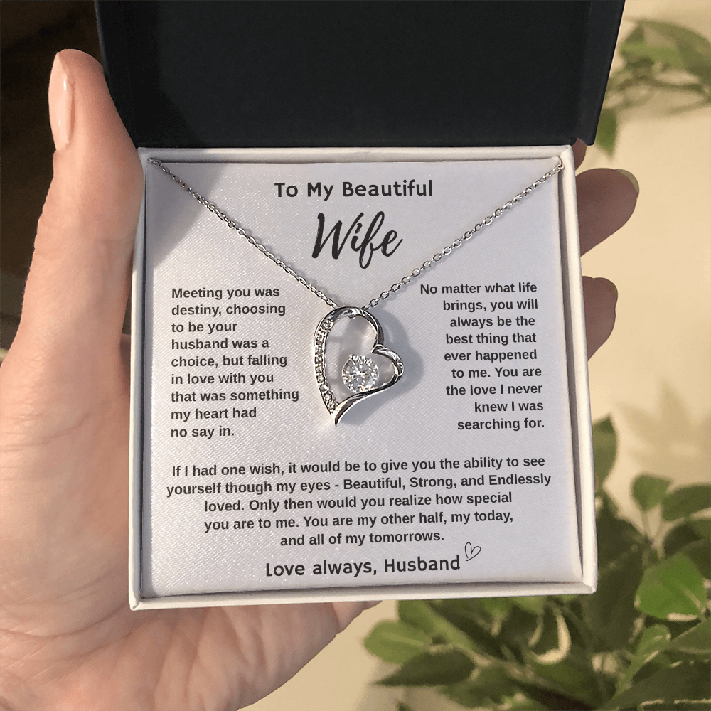 To My Wife "Meeting You Was Destiny" Forever Love Necklace.