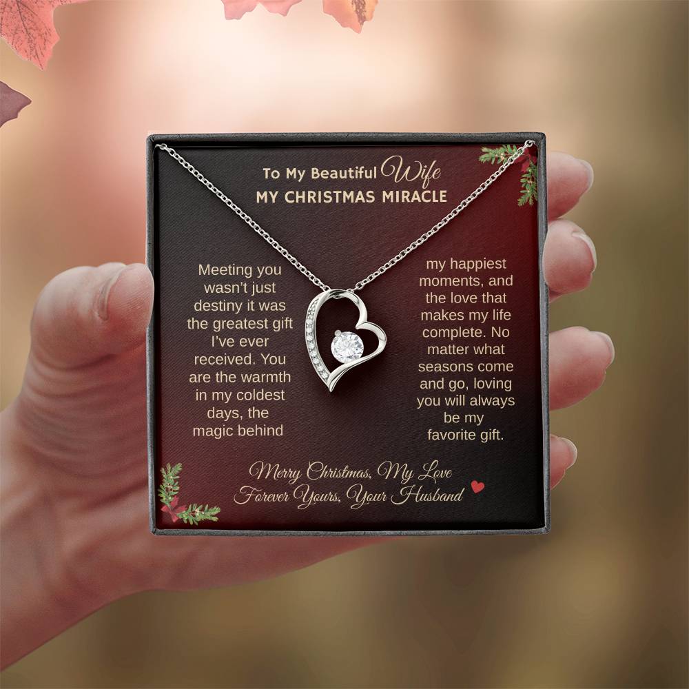 To My Beautiful Wife "My Christmas Miracle" Forever Love Necklace
