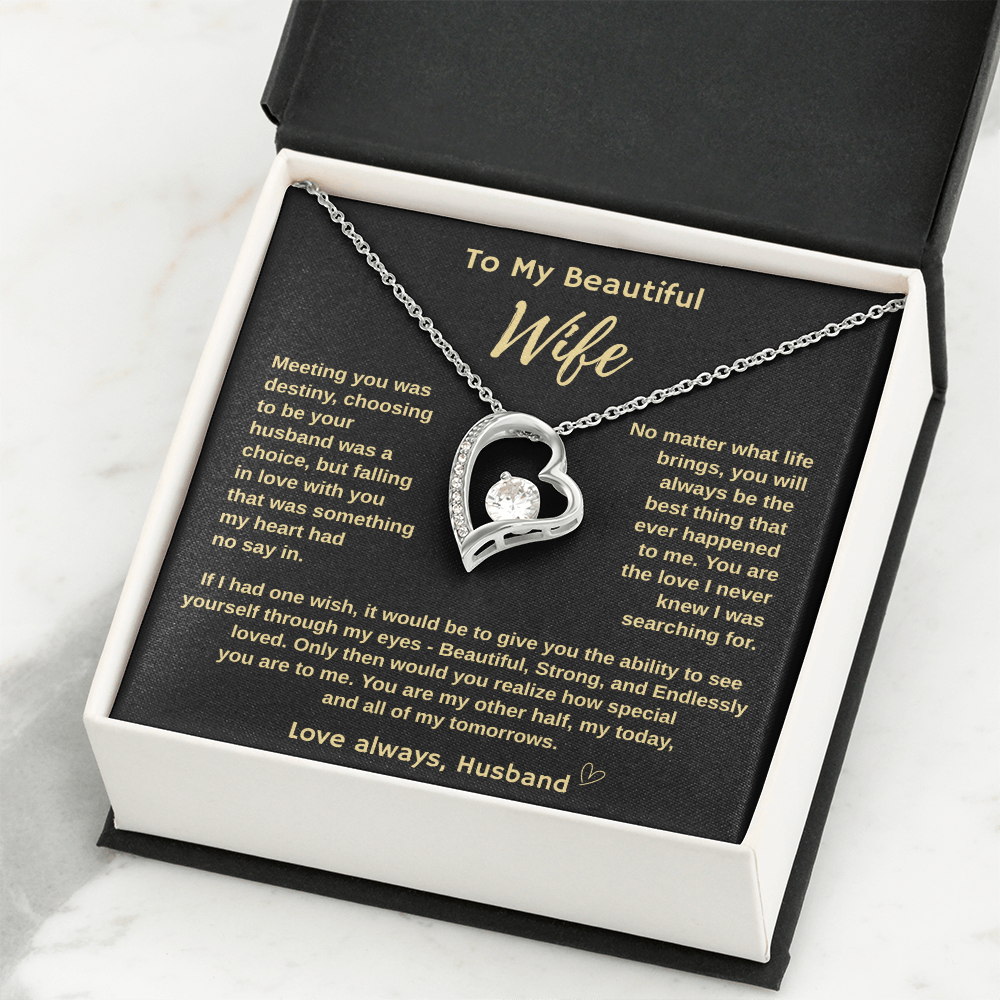 To My Beautiful Wife "Meeting You Was Destiny"  Forever Love Necklace