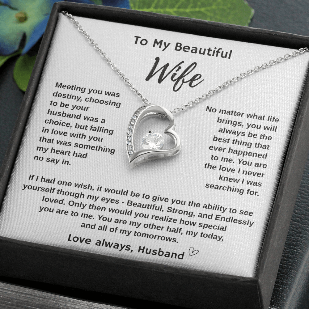 To My Wife "Meeting You Was Destiny" Forever Love Necklace.