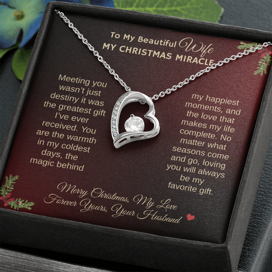 To My Beautiful Wife "My Christmas Miracle" Forever Love Necklace