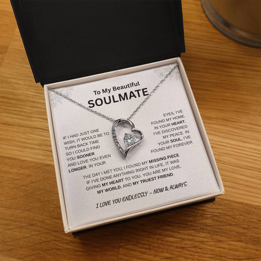 To My Beautiful Soulmate  "I Found My Missing Piece"  Forever Love Necklace