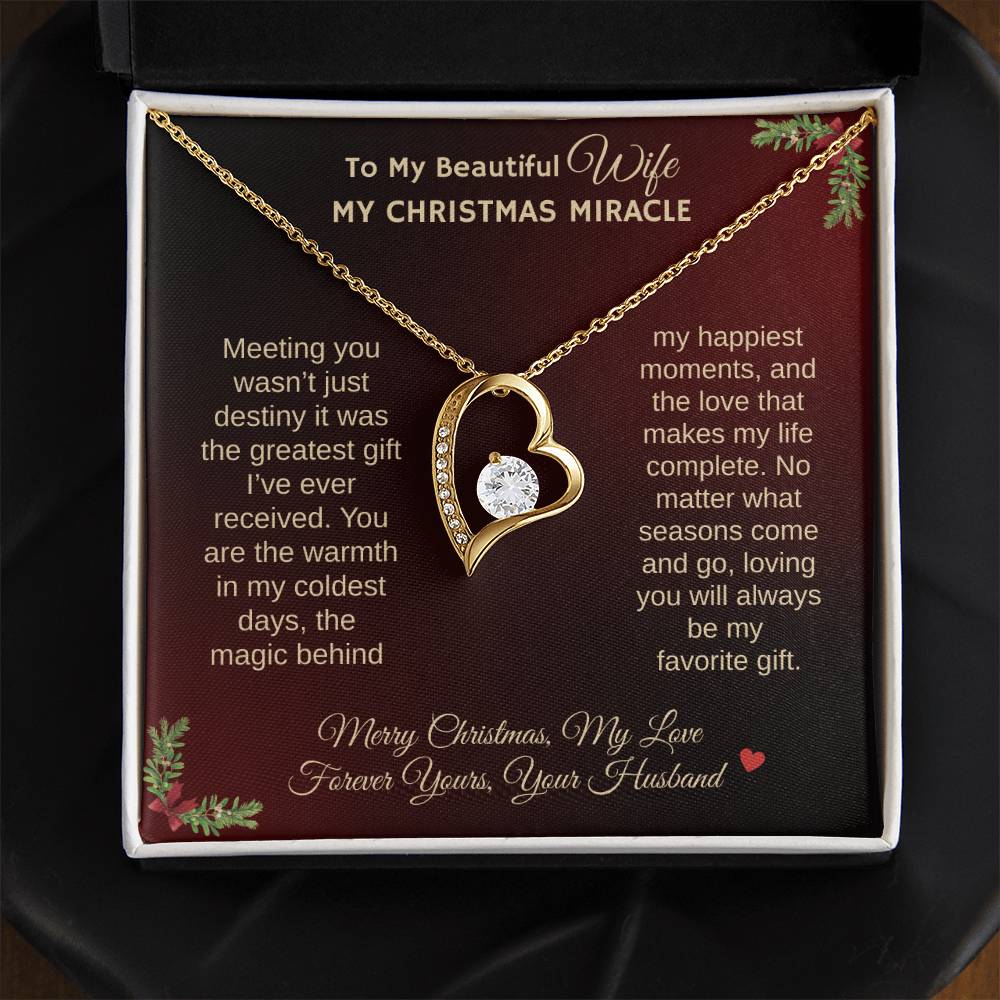To My Beautiful Wife "My Christmas Miracle" Forever Love Necklace