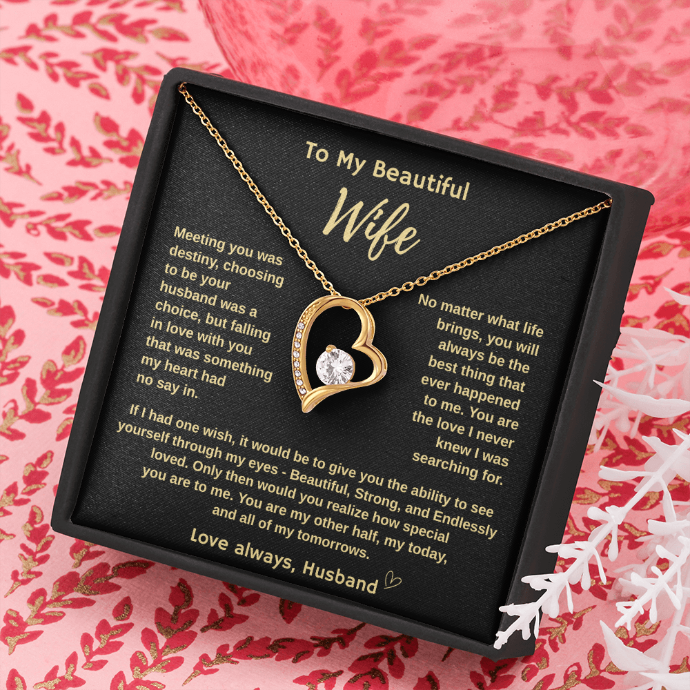 To My Beautiful Wife "Meeting You Was Destiny"  Forever Love Necklace