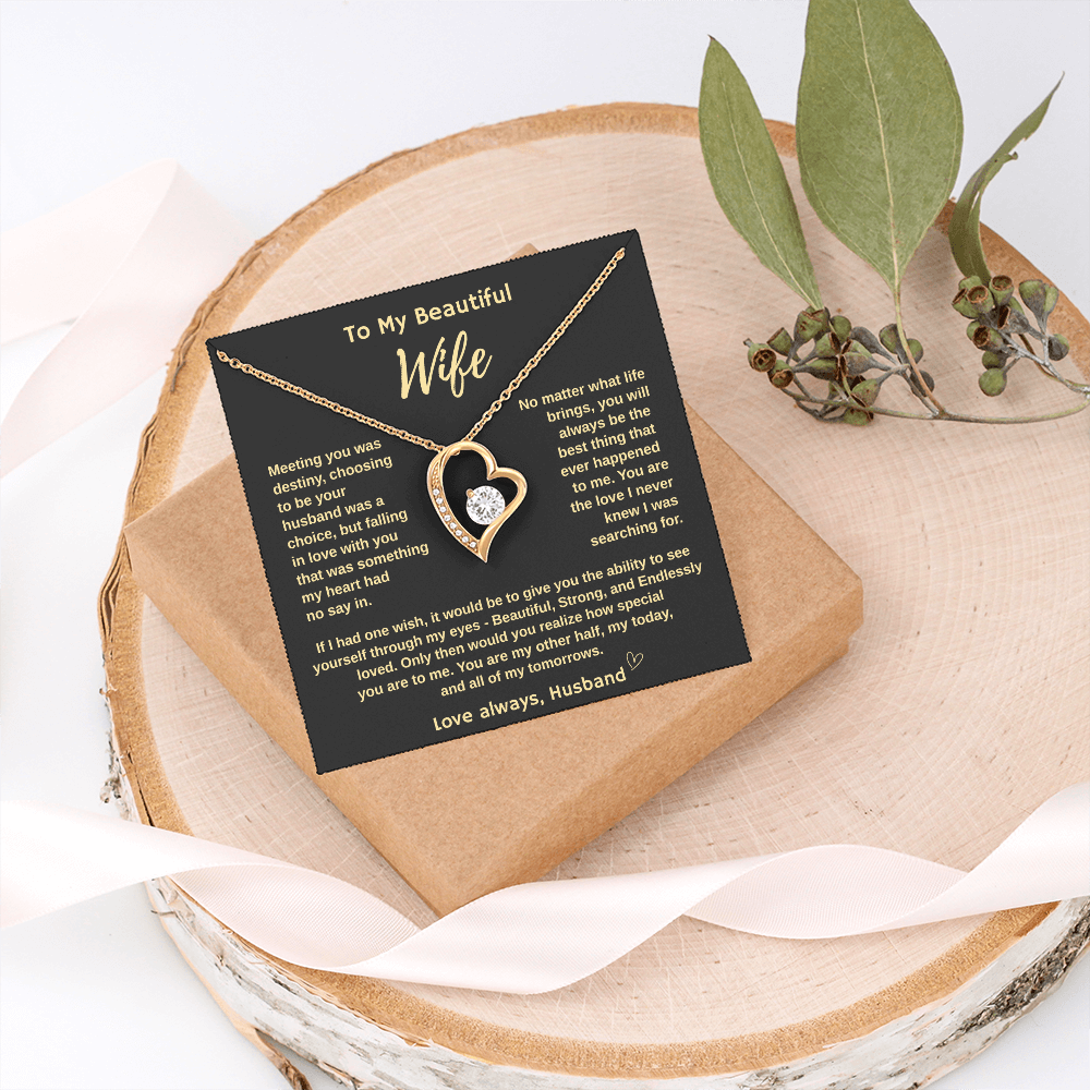 To My Beautiful Wife "Meeting You Was Destiny"  Forever Love Necklace