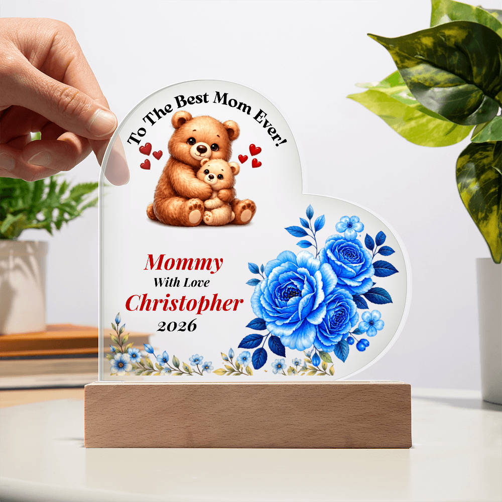 A Gift She'll Treasure Forever | Personalized Mommy Heart Acrylic Plaque