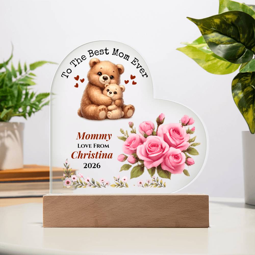 A Gift She'll Treasure Forever | Personalized Mommy Heart Acrylic Plaque