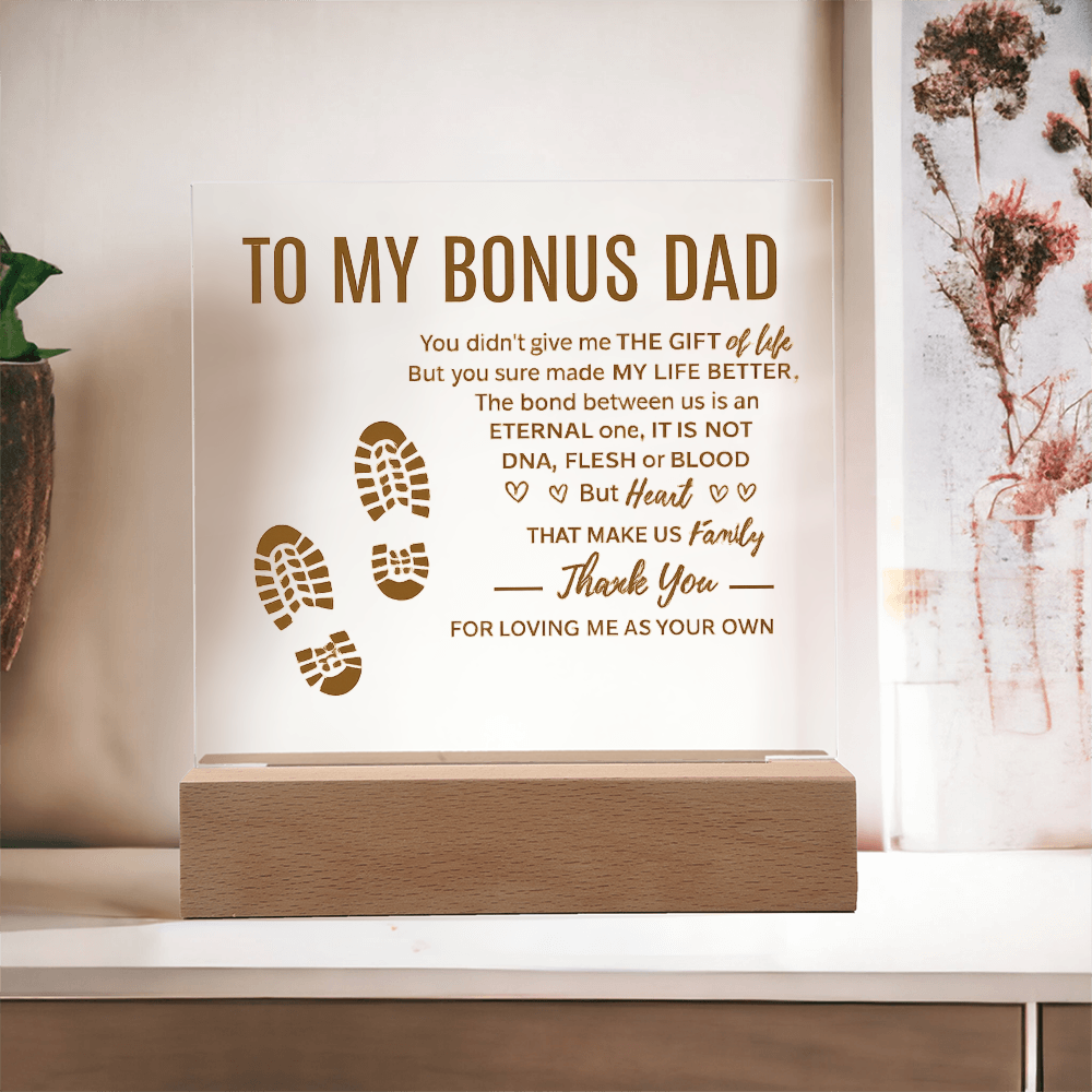 To My Bonus Dad | Square Acrylic Plaque