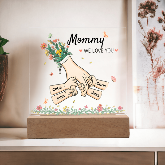 Personalized Mommy Hand Bouquet Acrylic Plaque |  Custom Mother's Day Gift from Kids