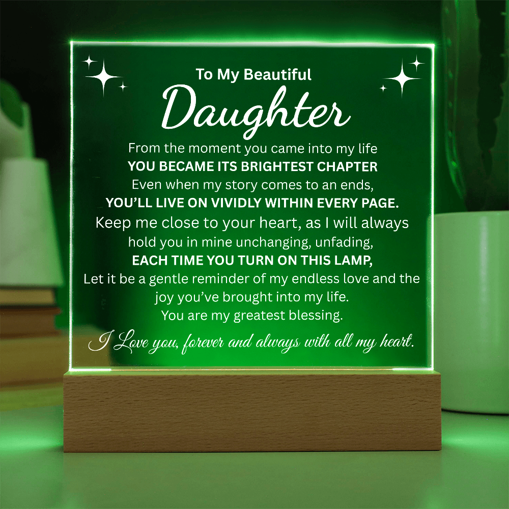 To My Beautiful Daughter "Brightest Chapter" Square Acrylic Plaque