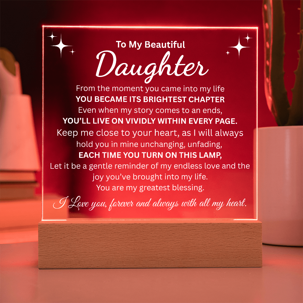 To My Beautiful Daughter "Brightest Chapter" Square Acrylic Plaque