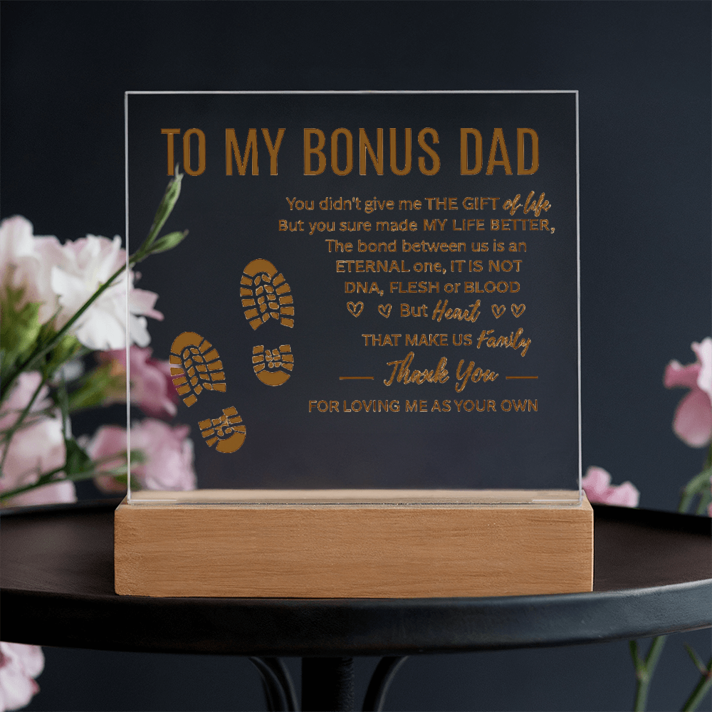 To My Bonus Dad | Square Acrylic Plaque