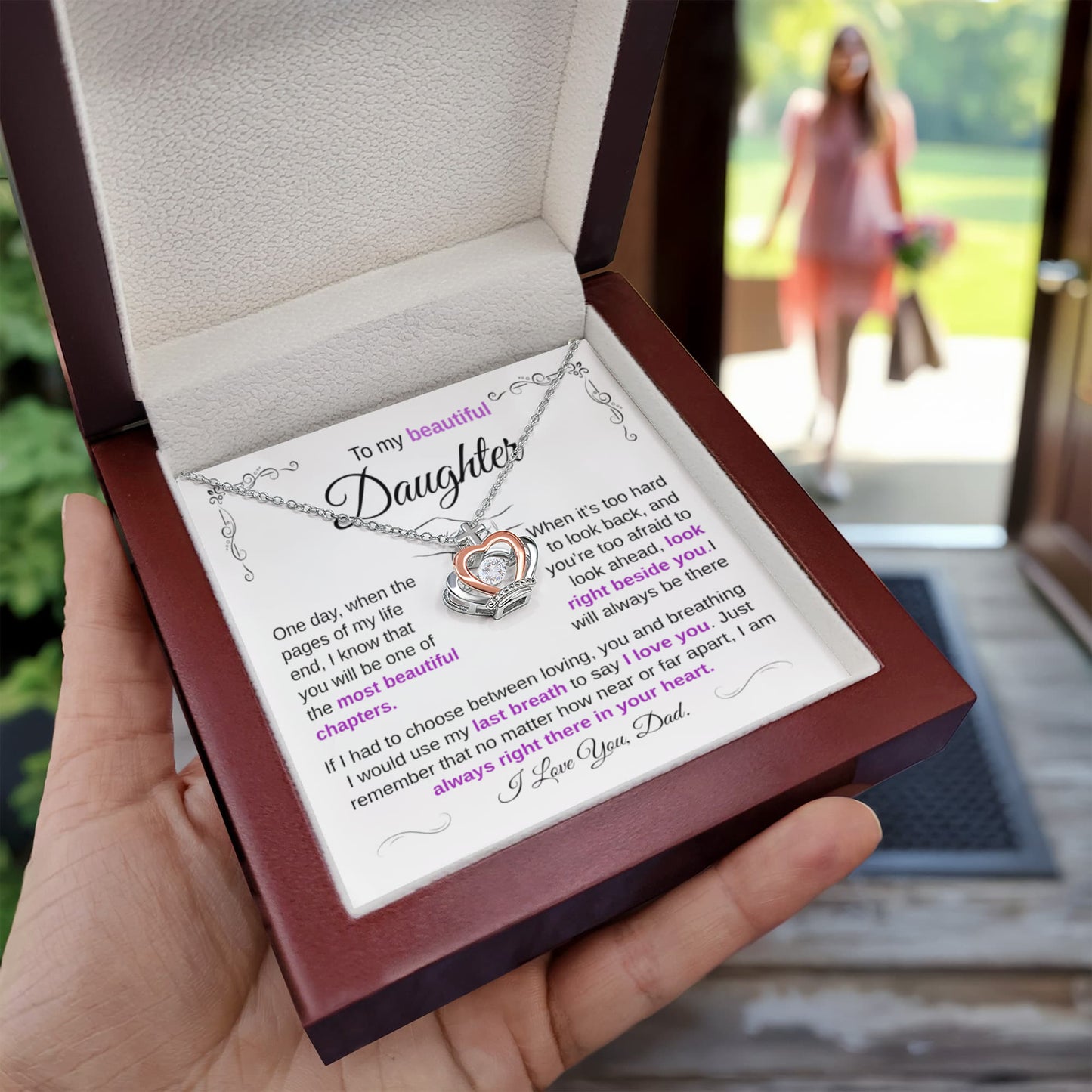 To My Daughter Necklace "The Most Beautiful Chapters Of My Life" Crown Pendant Necklace.