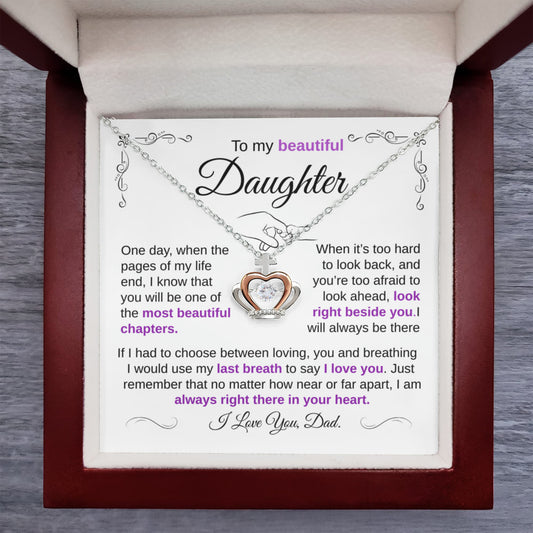To My Daughter Necklace "The Most Beautiful Chapters Of My Life" Crown Pendant Necklace.