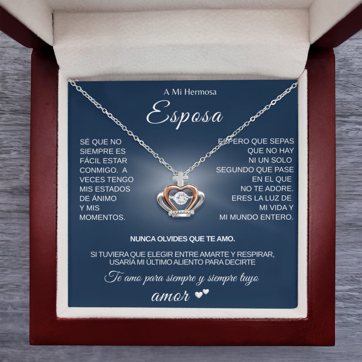 Para Mi Hermosa Esposa  "Un Collar Desde el Corazón" Collar con colgante de corona