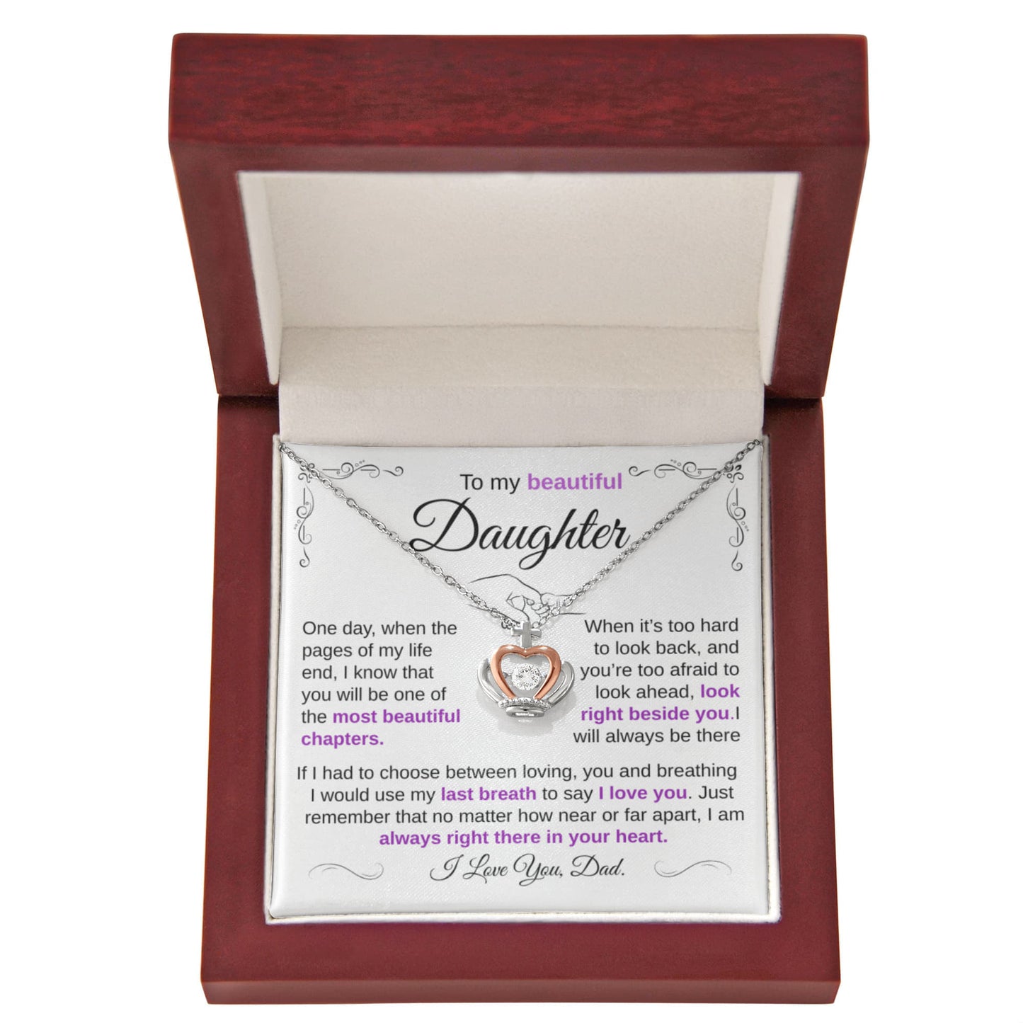 To My Daughter Necklace "The Most Beautiful Chapters Of My Life" Crown Pendant Necklace.