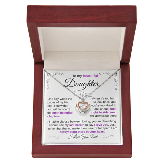 To My Daughter Necklace "The Most Beautiful Chapters Of My Life" Crown Pendant Necklace.