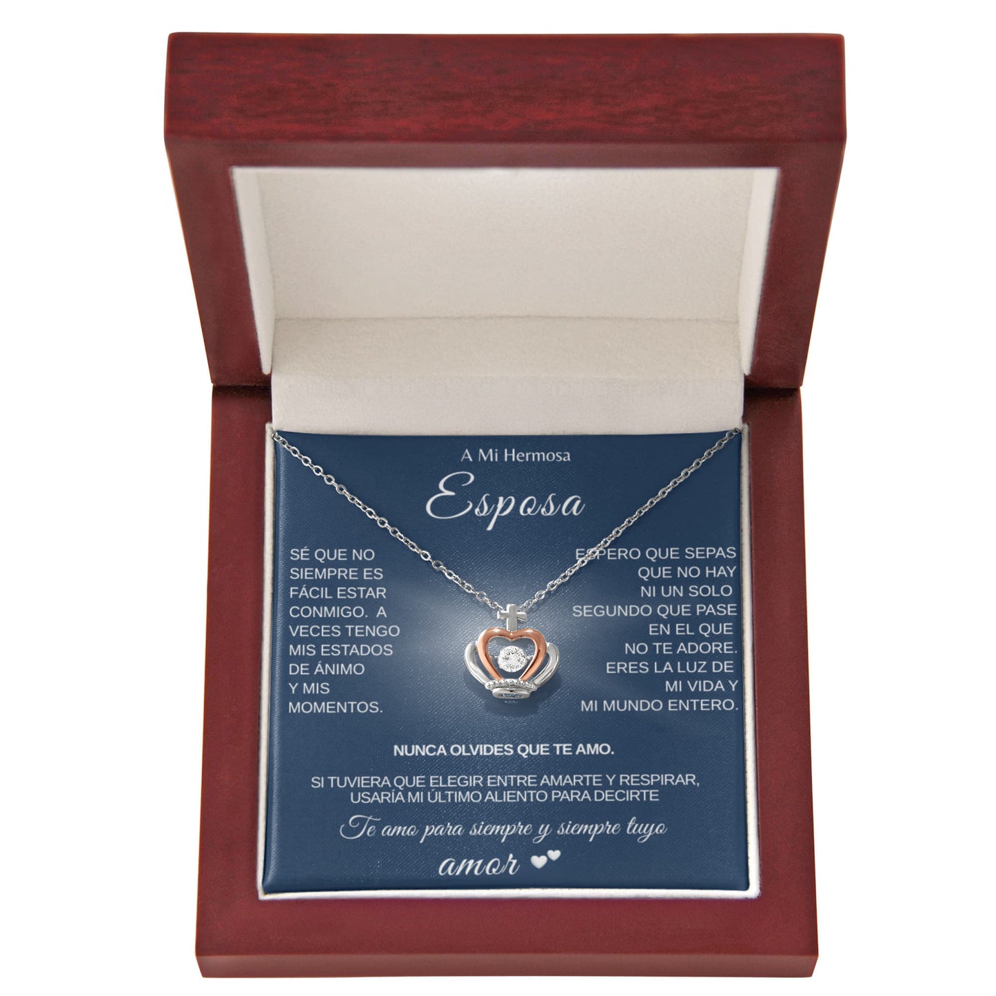 Para Mi Hermosa Esposa  "Un Collar Desde el Corazón" Collar con colgante de corona