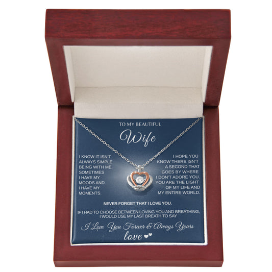 To My Beautiful Wife "A Necklace From The Heart" Crown Pendant Necklace