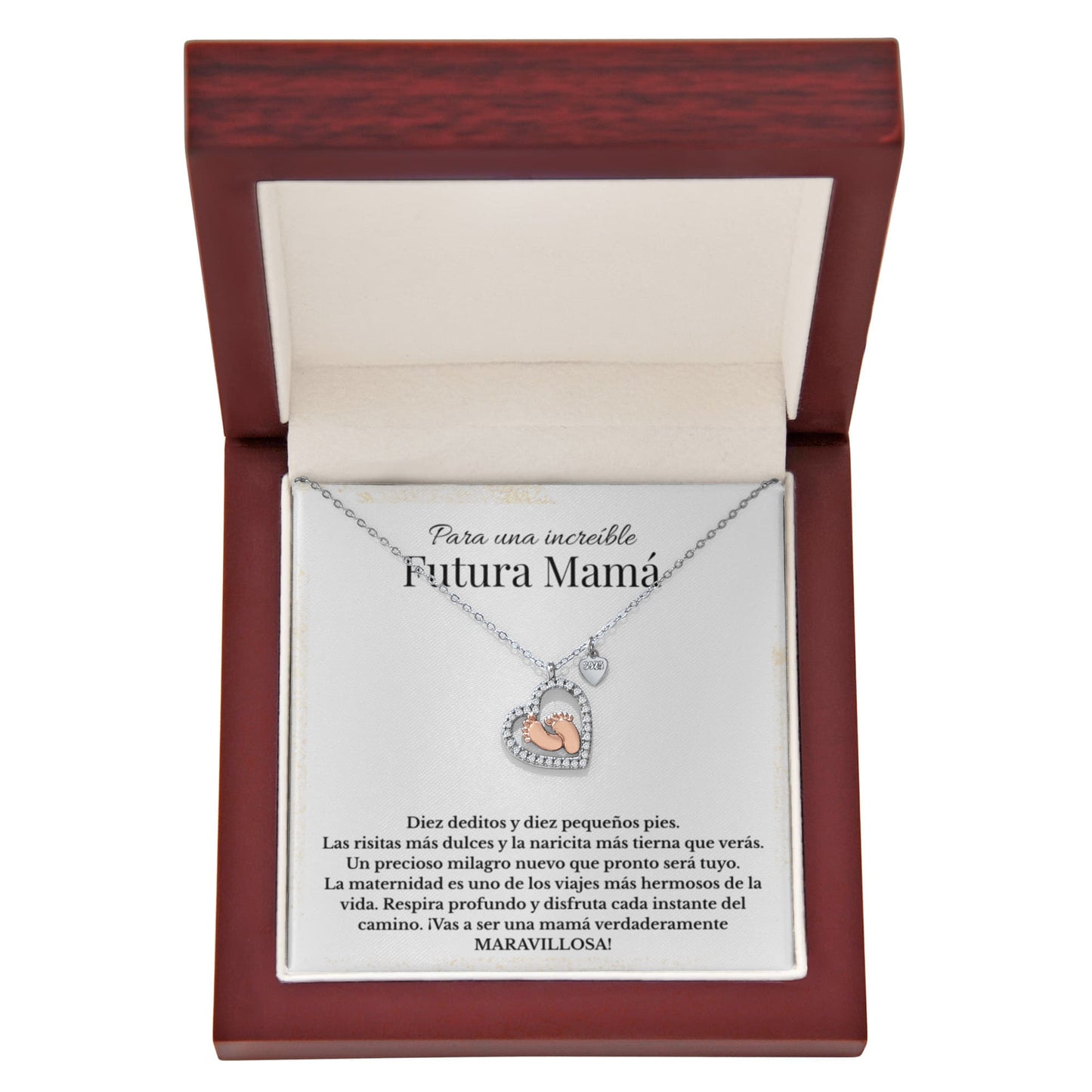Para Una Increible Futura Mama | Collar De Corazón Con Pies De Bebé