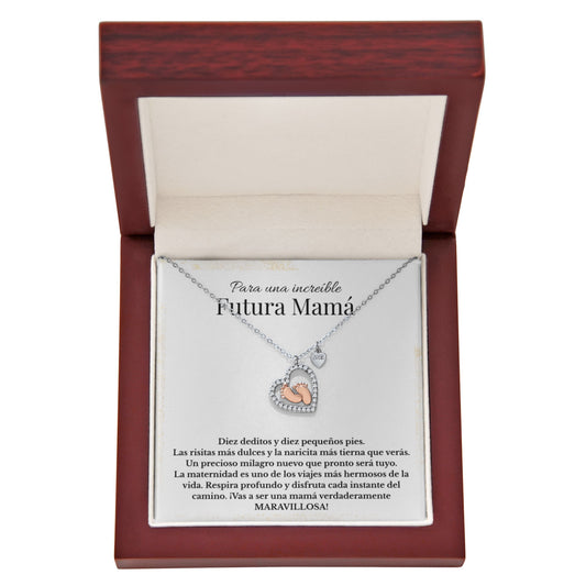 Para Una Increible Futura Mama | Collar De Corazón Con Pies De Bebé